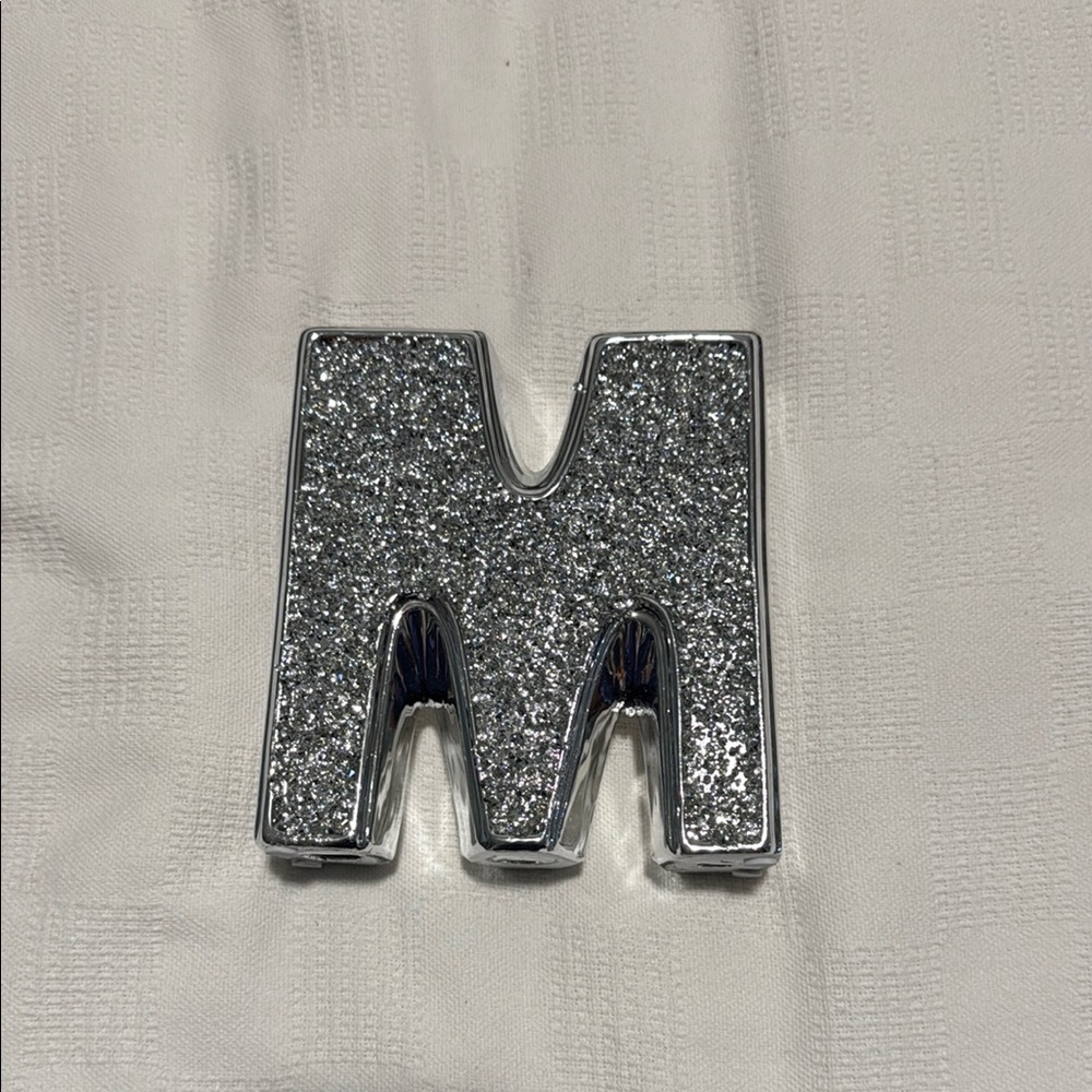🌼 3 for $15 | Silver Glitter Letter M Decor